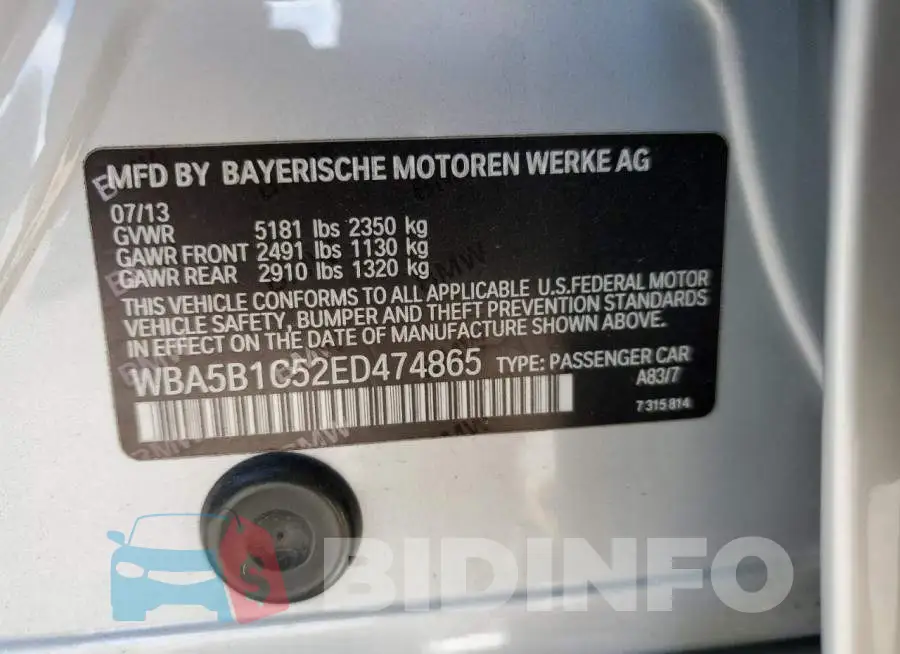 WBA5B1C52ED474865 Photo# 12