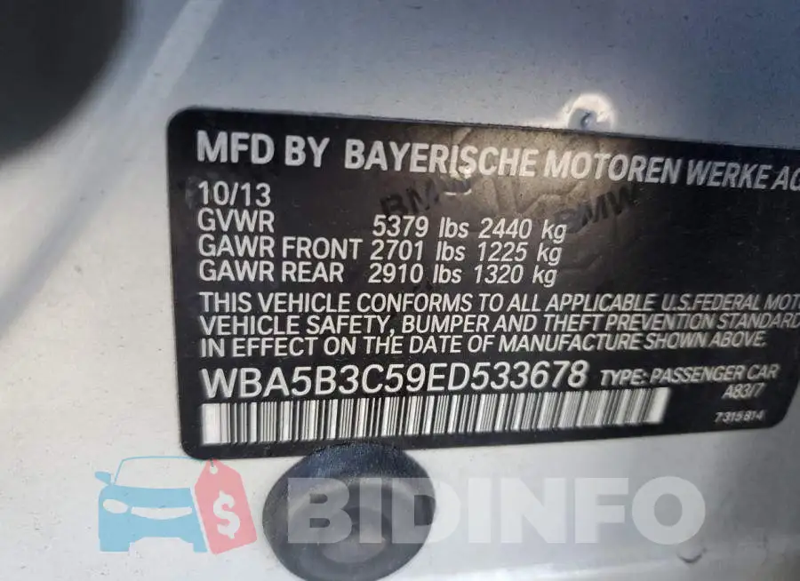 WBA5B3C59ED533678 Photo# 12