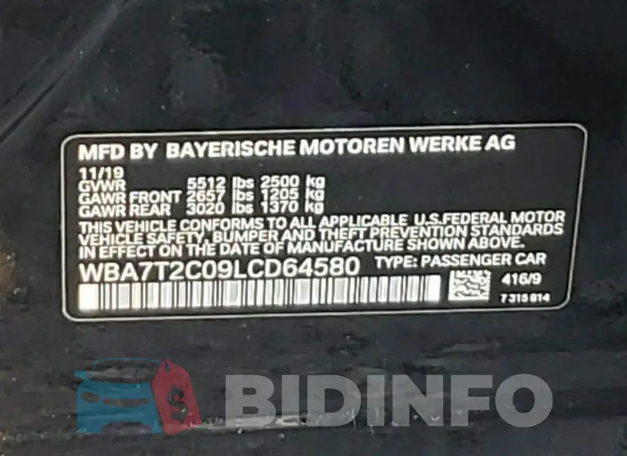 WBA7T2C09LCD64580 Photo# 13