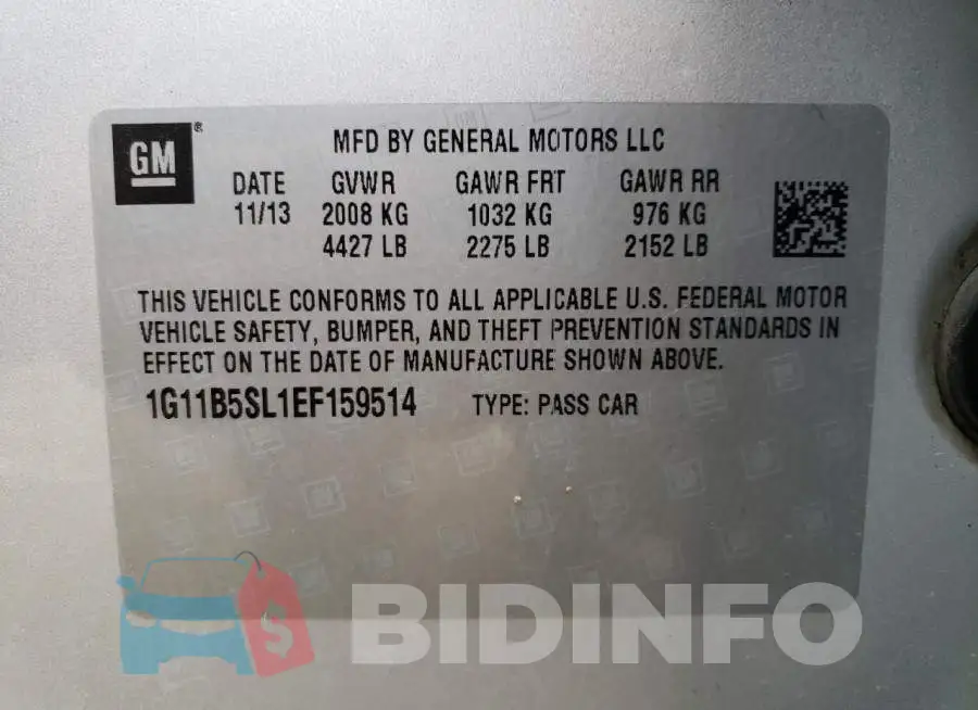 1G11B5SL1EF159514 Photo# 12