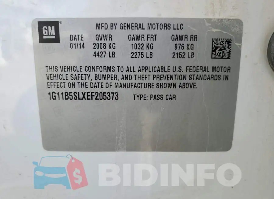 1G11B5SLXEF205373 Photo# 12