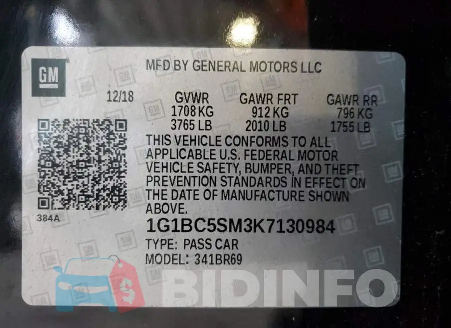 1G1BC5SM3K7130984 Photo# 12