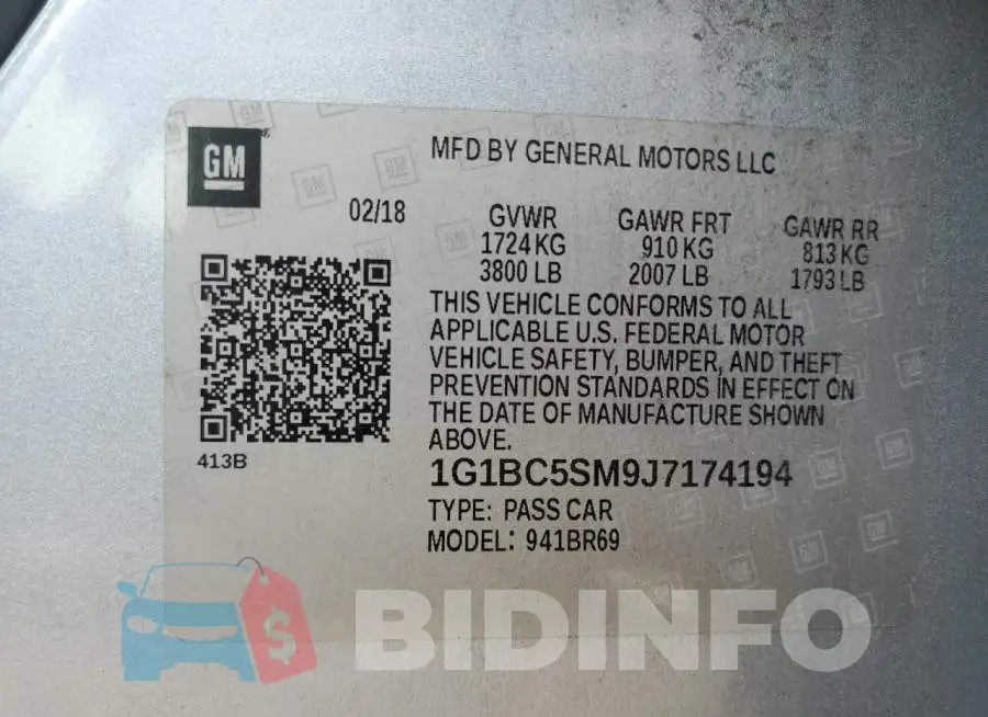1G1BC5SM9J7174194 Photo# 13