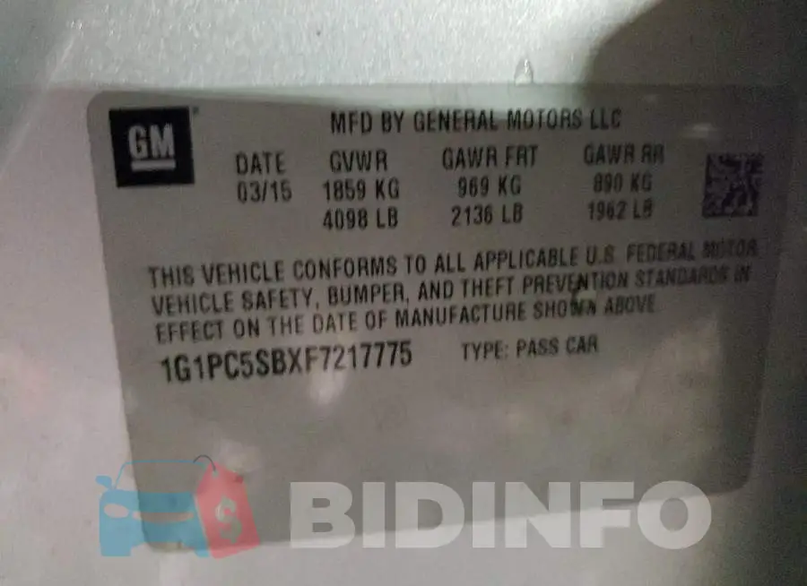 1G1PC5SBXF7217775 Photo# 12
