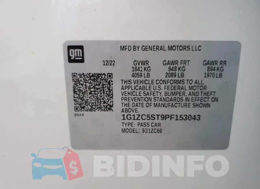 1G1ZC5ST9PF153043 Photo# 12