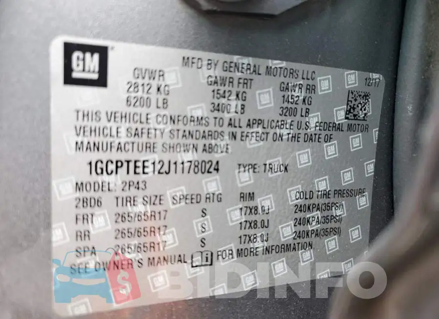 1GCPTEE12J1178024 Photo# 12