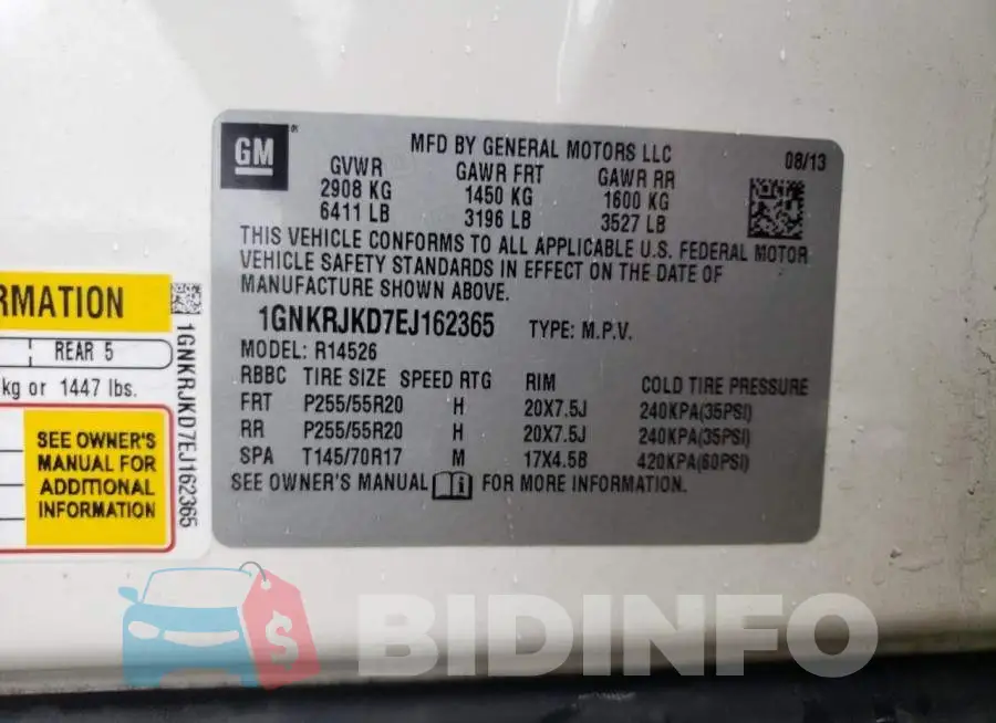 1GNKRJKD7EJ162365 Photo# 14