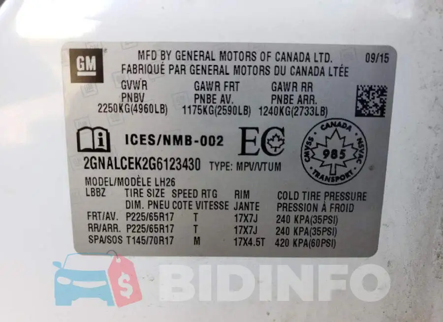 2GNALCEK2G6123430 Photo# 13