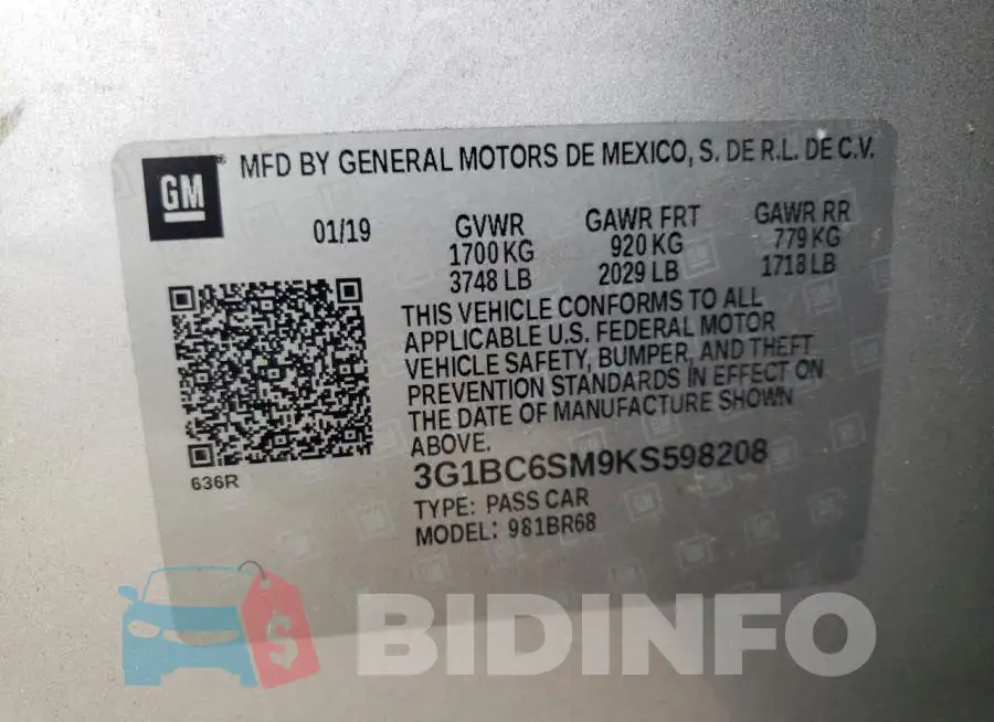 3G1BC6SM9KS598208 Photo# 12