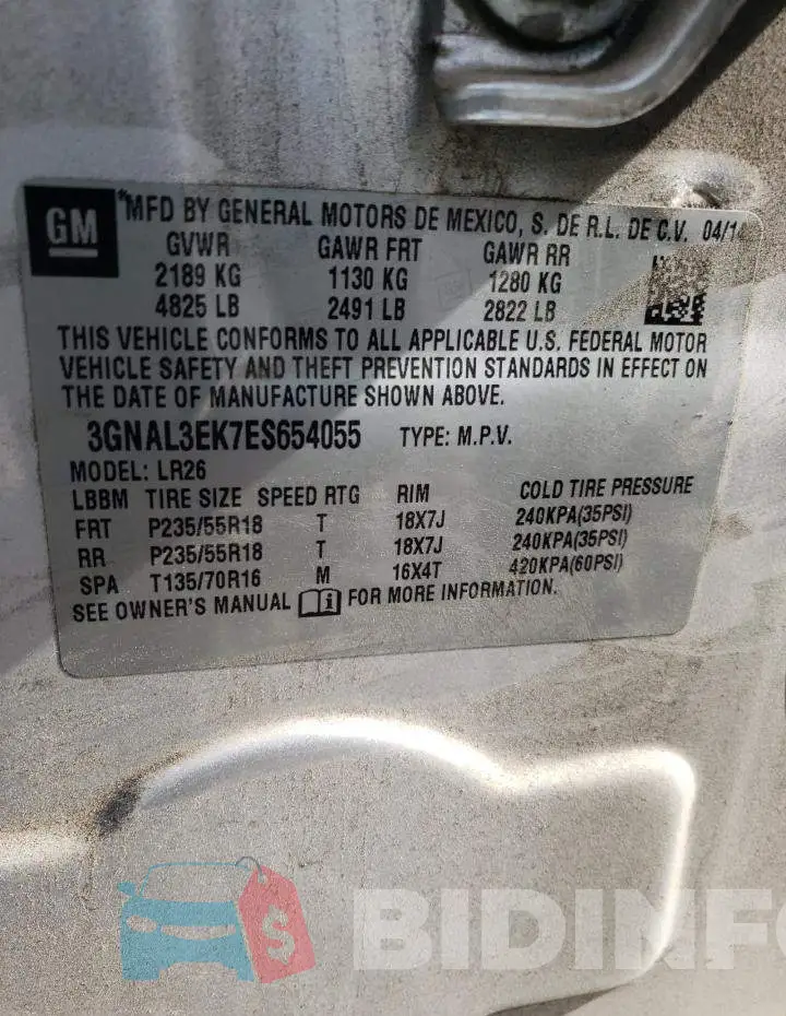 3GNAL3EK7ES654055 Photo# 12