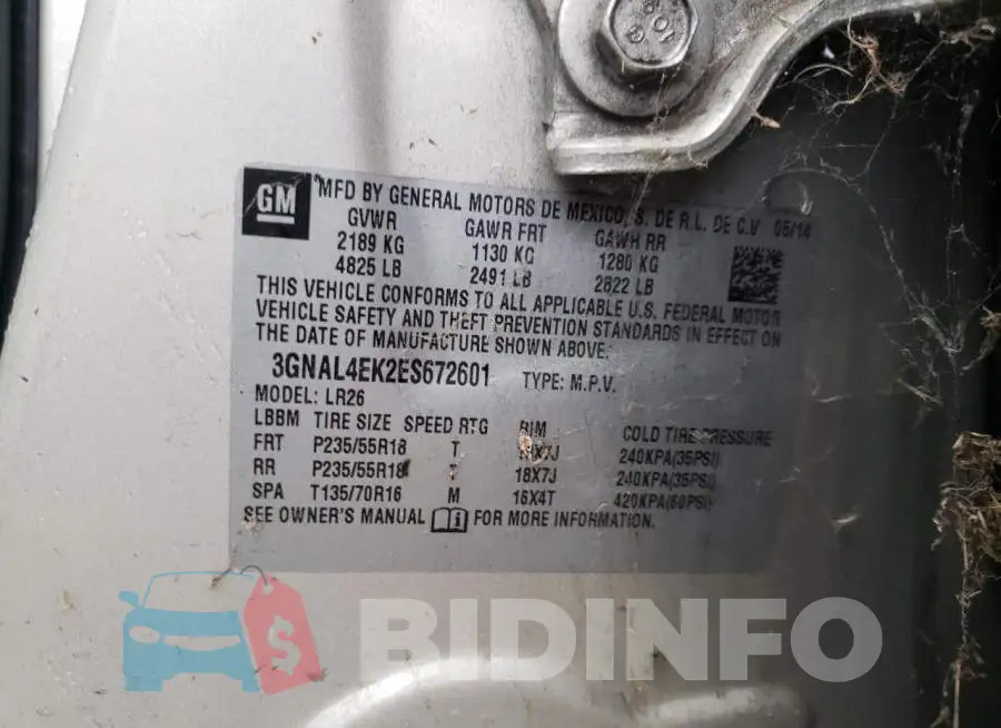 3GNAL4EK2ES672601 Photo# 13