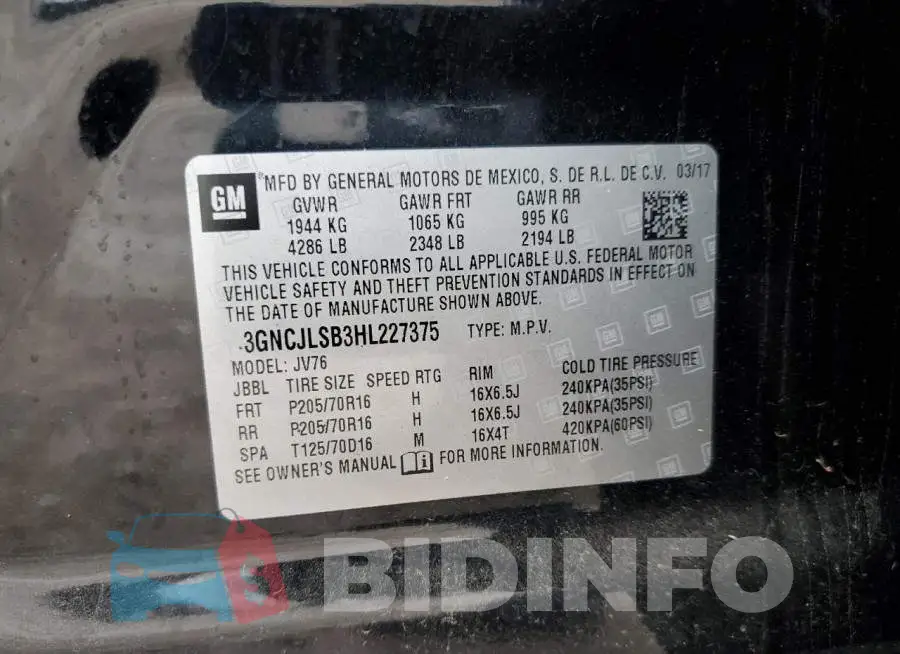3GNCJLSB3HL227375 Photo# 13