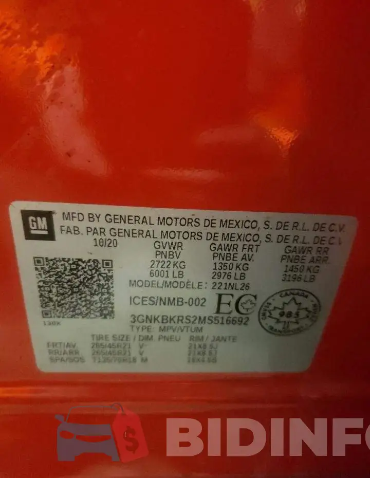 3GNKBKRS2MS516692 Photo# 14