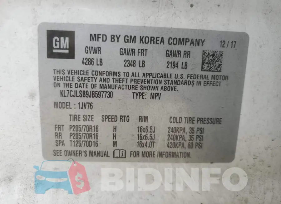 KL7CJLSB9JB597730 Photo# 13