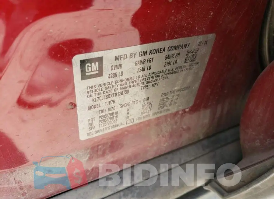 KL7CJLSBXFB120750 Photo# 14