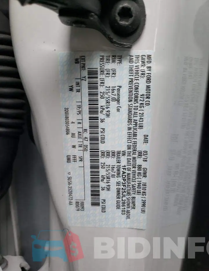 1FADP3F25JL286103 Photo# 13