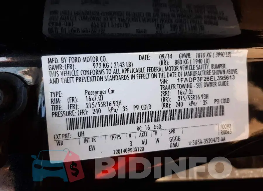1FADP3F26EL395613 Photo# 12