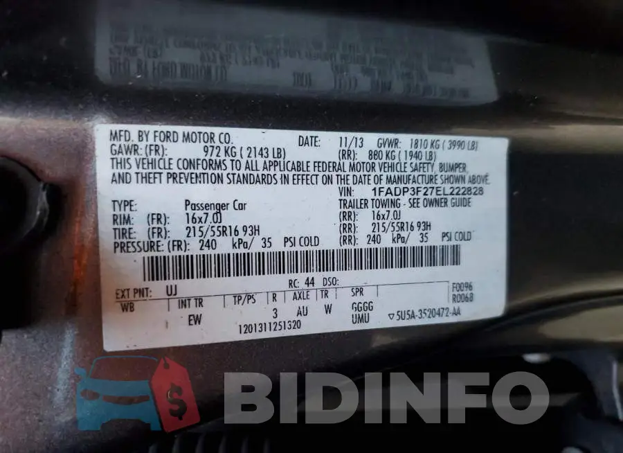 1FADP3F27EL222828 Photo# 13