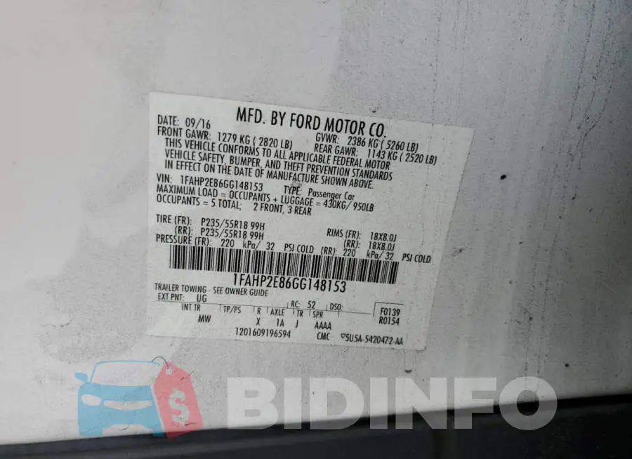 1FAHP2E86GG148153 Photo# 12