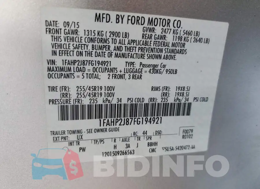 1FAHP2J87FG194921 Photo# 13