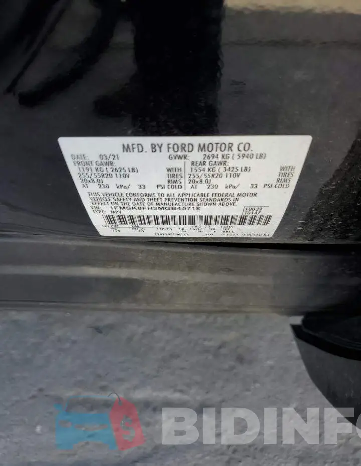 1FMSK8FH3MGB45718 Photo# 14