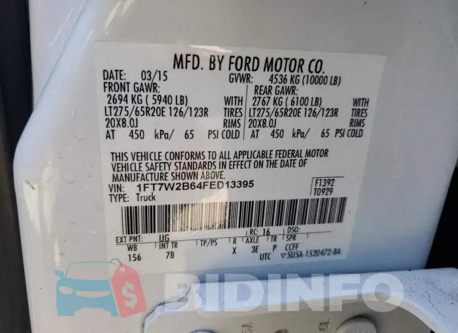 1FT7W2B64FED13395 Photo# 12