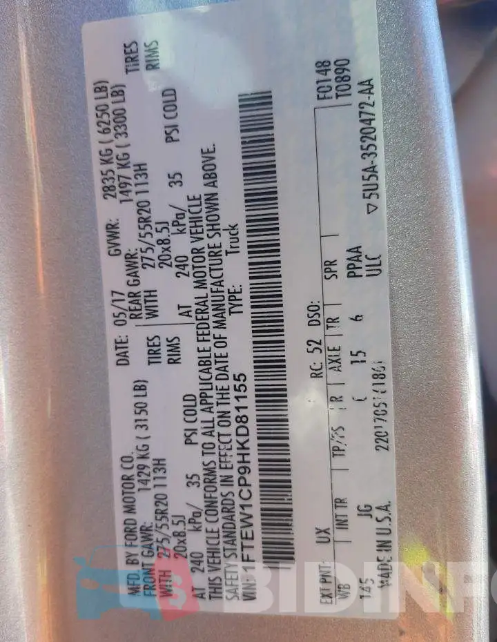 1FTEW1CP9HKD81155 Photo# 12