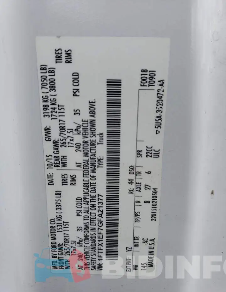 1FTFX1EF7GFA21377 Photo# 12