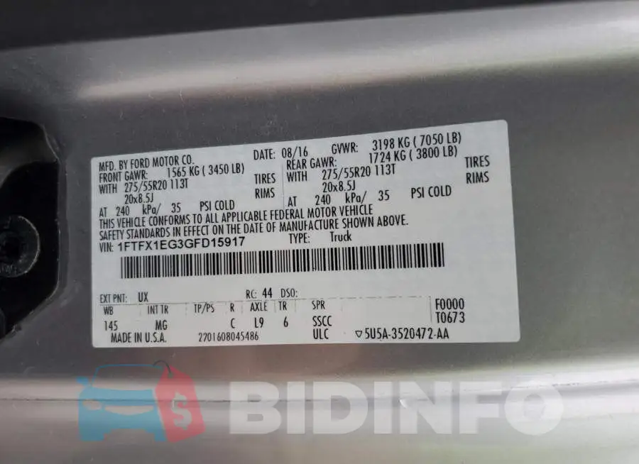 1FTFX1EG3GFD15917 Photo# 12