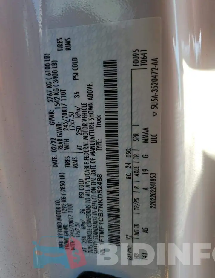 1FTMF1CB7NKD52488 Photo# 12
