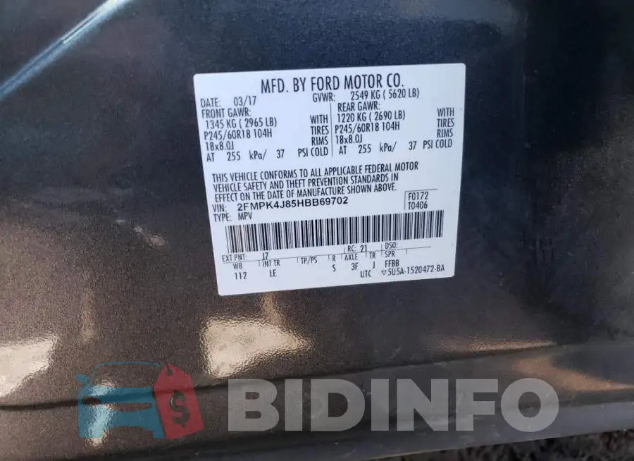2FMPK4J85HBB69702 Photo# 12