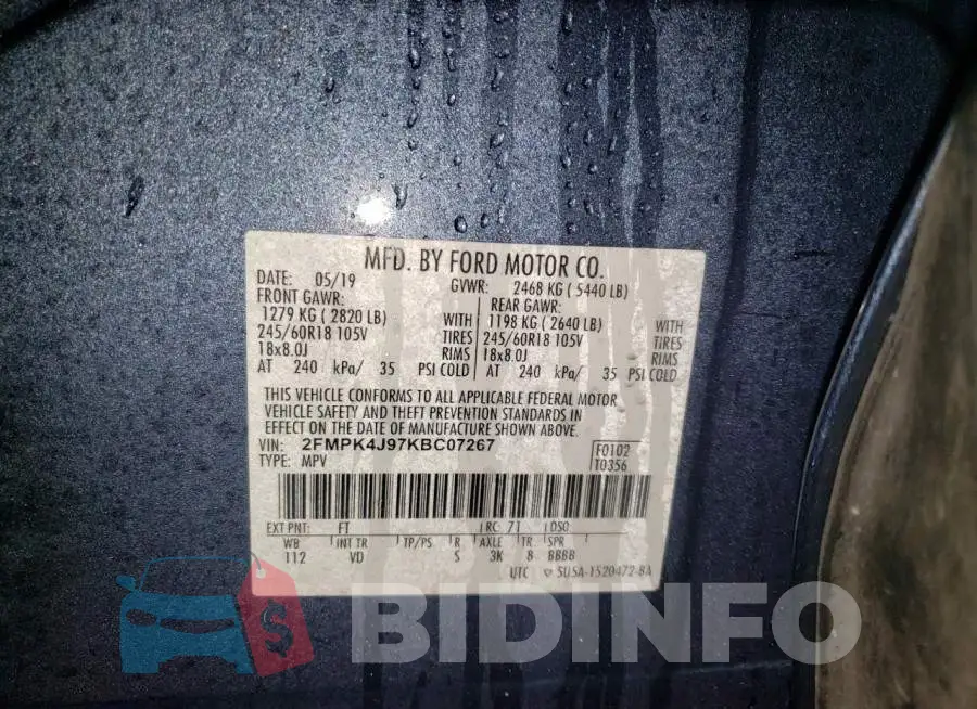 2FMPK4J97KBC07267 Photo# 12