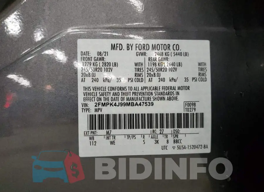 2FMPK4J99MBA47539 Photo# 14