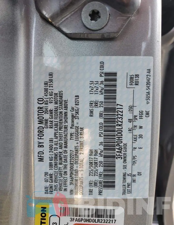 3FA6P0HD0LR232217 Photo# 12