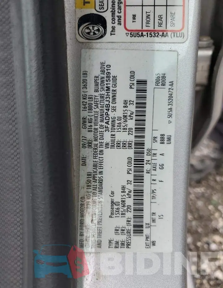 3FADP4BJ3HM158910 Photo# 12