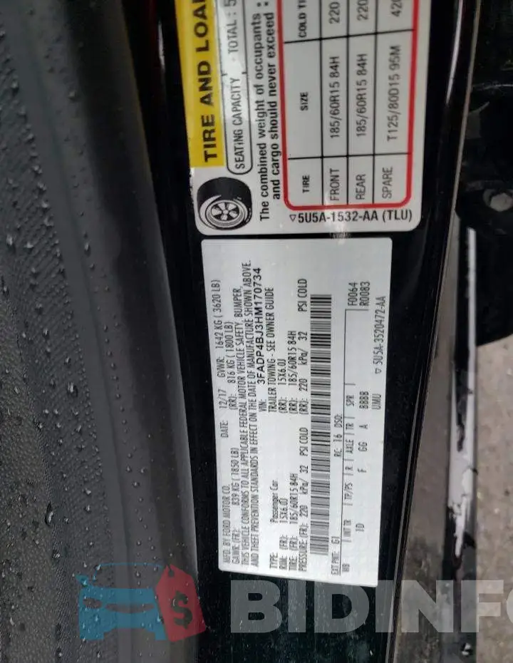 3FADP4BJ3HM170734 Photo# 12