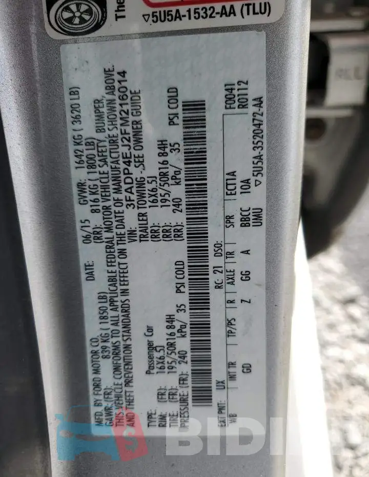3FADP4EJ2FM216014 Photo# 12