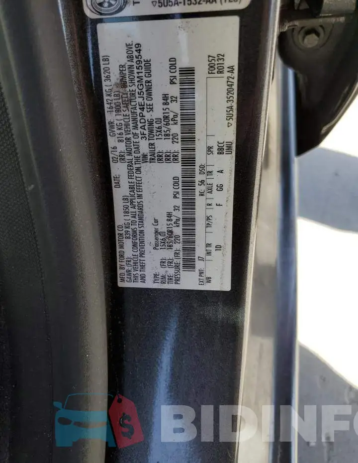3FADP4EJ5GM159549 Photo# 12