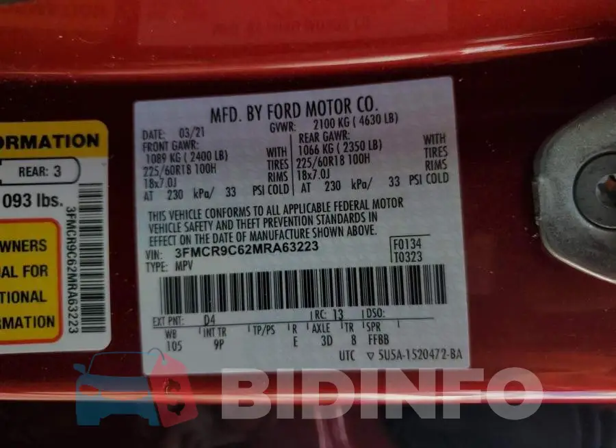 3FMCR9C62MRA63223 Photo# 13