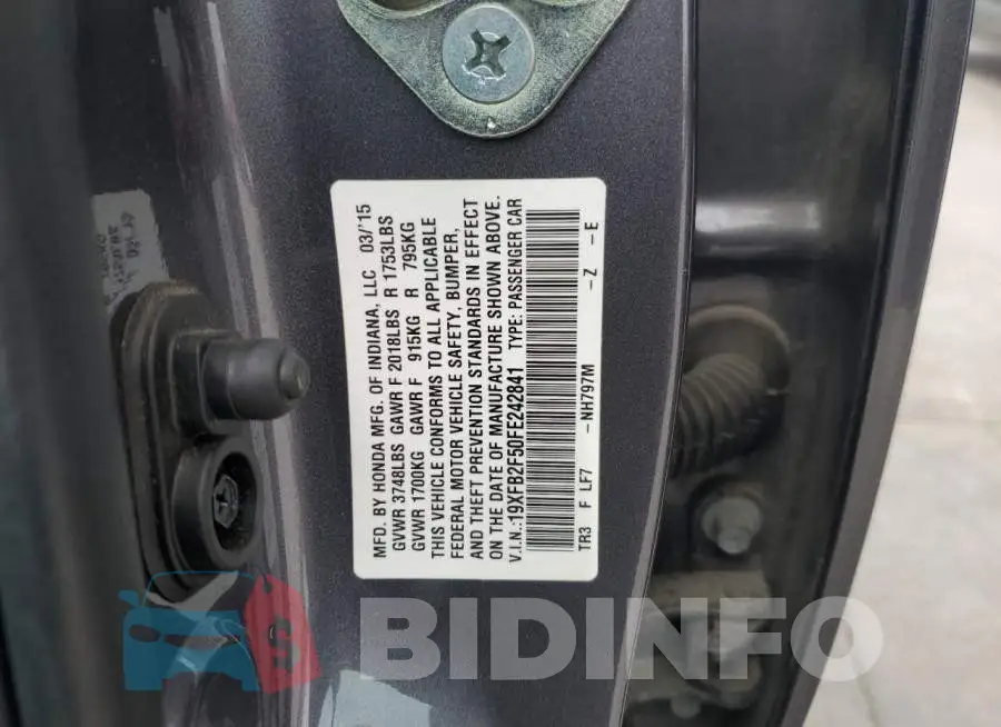 19XFB2F50FE242841 Photo# 12