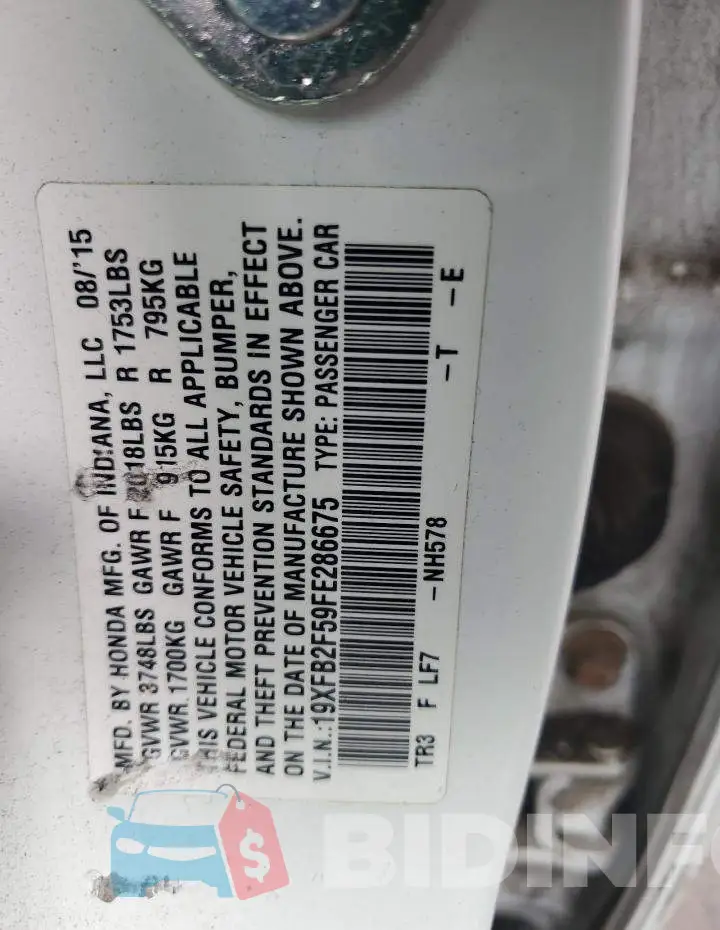 19XFB2F59FE286675 Photo# 12