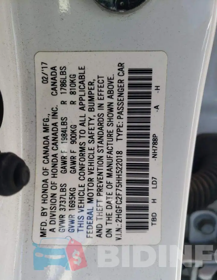 2HGFC2F75HH522018 Photo# 12