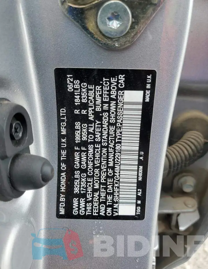 SHHFK7G44MU229180 Photo# 12