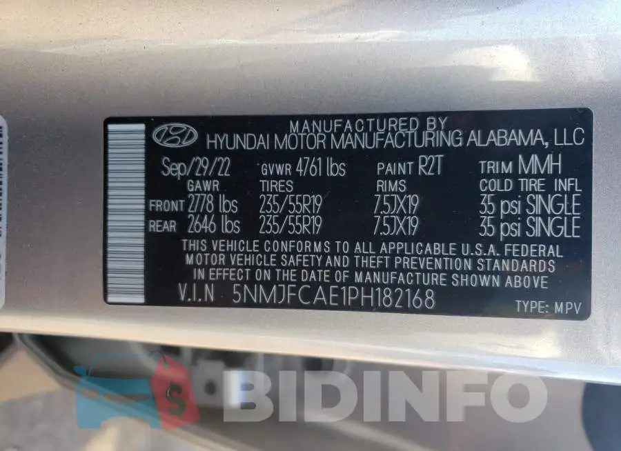 5NMJFCAE1PH182168 Photo# 14