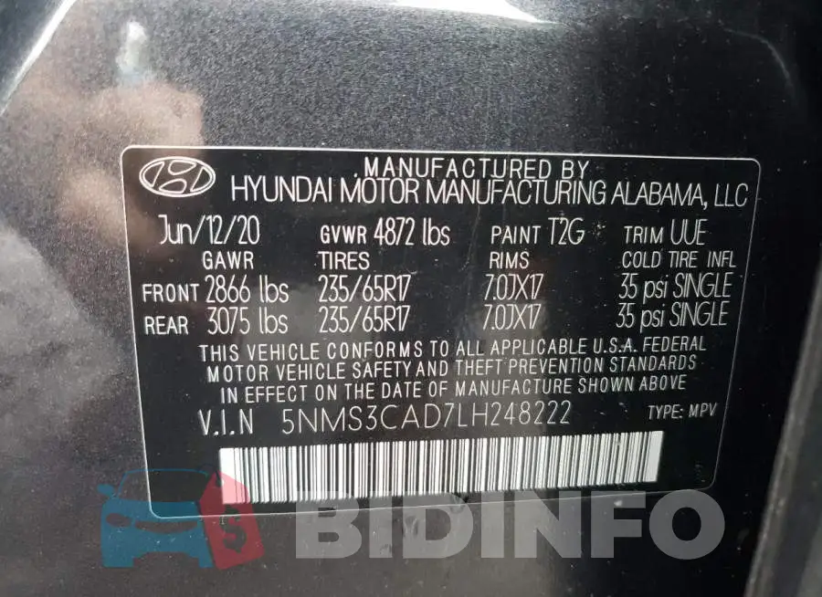 5NMS3CAD7LH248222 Photo# 13