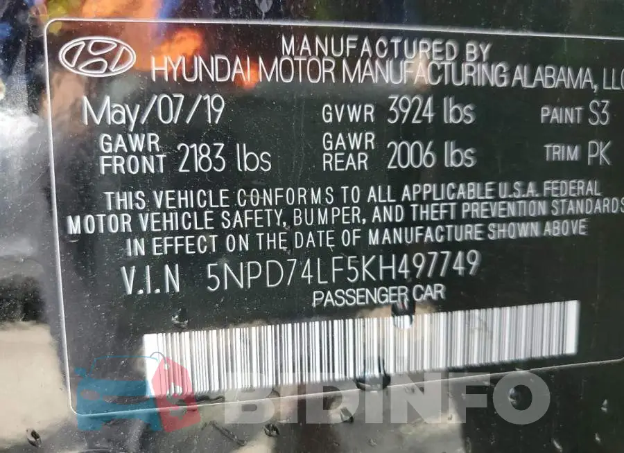 5NPD74LF5KH497749 Photo# 12
