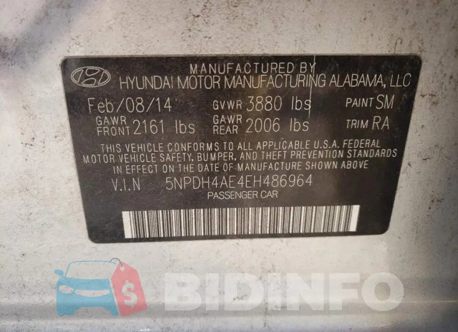 5NPDH4AE4EH486964 Photo# 12