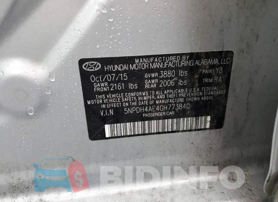 5NPDH4AE4GH773840 Photo# 13