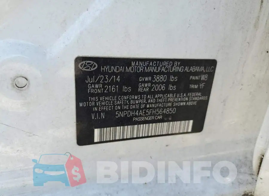 5NPDH4AE5FH564850 Photo# 13