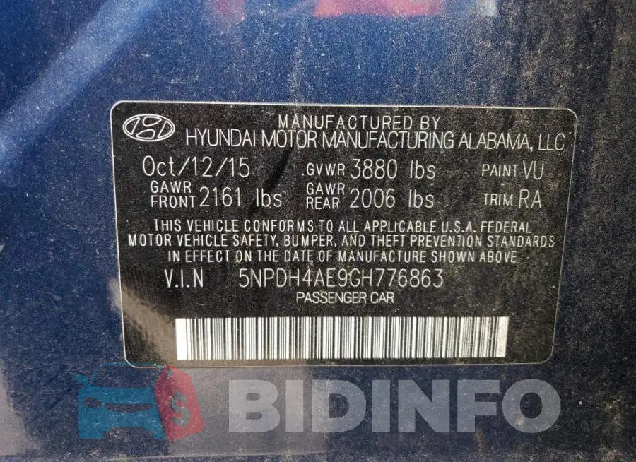 5NPDH4AE9GH776863 Photo# 12